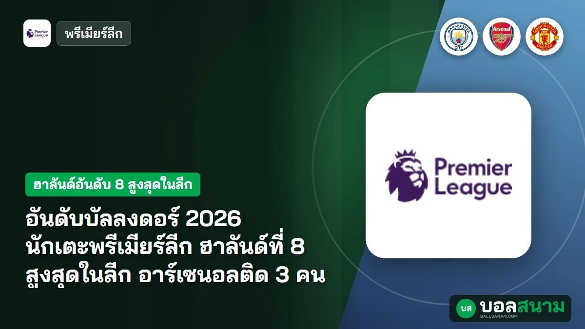 ภาพประกอบ: อันดับบัลลงดอร์ 2026 นักเตะพรีเมียร์ลีก ฮาลันด์ที่ 8 สูงสุดในลีก อาร์เซนอลติด 3 คน