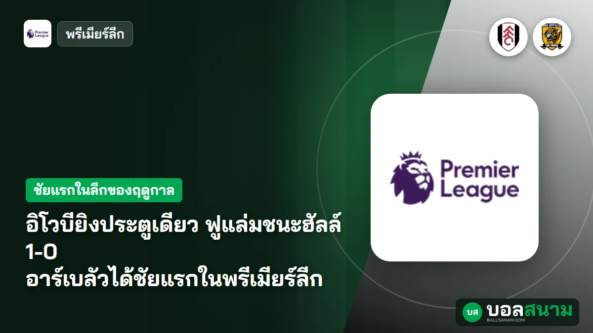 อิโวบียิงประตูเดียว ฟูแล่มชนะฮัลล์ 1-0 อาร์เบลัวได้ชัยแรกในพรีเมียร์ลีก