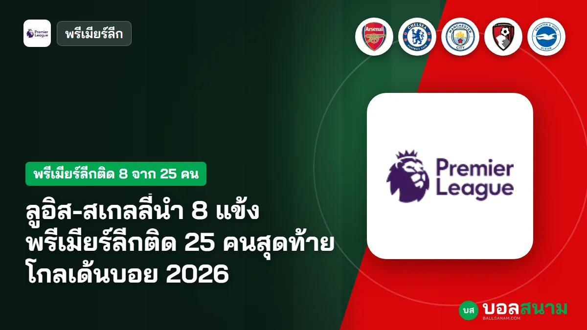 ลูอิส-สเกลลี่นำ 8 แข้งพรีเมียร์ลีกติด 25 คนสุดท้ายโกลเด้นบอย 2026