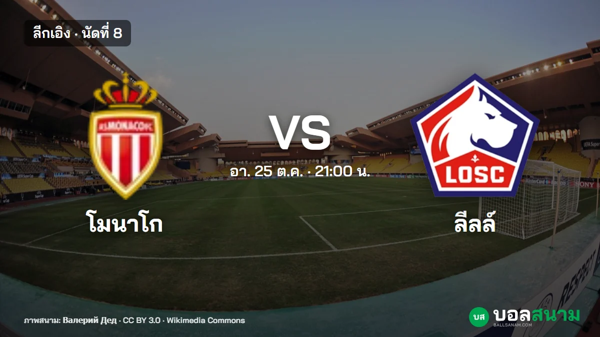 ภาพประกอบ: โมนาโก พบ ลีลล์ ลีกเอิง นัดที่ 8 เตะกี่โมง ฟอร์มและตารางล่าสุด