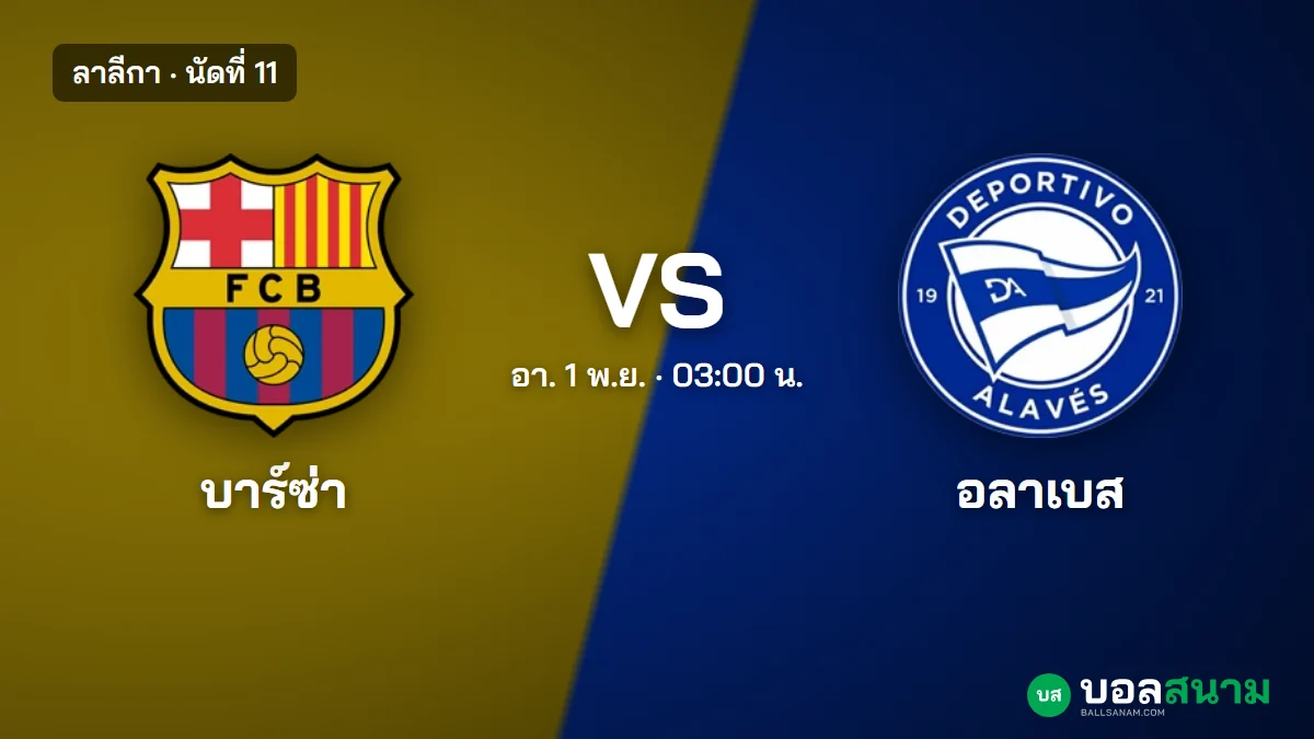 ภาพประกอบ: บาร์เซโลนา พบ อลาเบส ลาลีกา นัดที่ 11 เตะกี่โมง ฟอร์มและตาราง