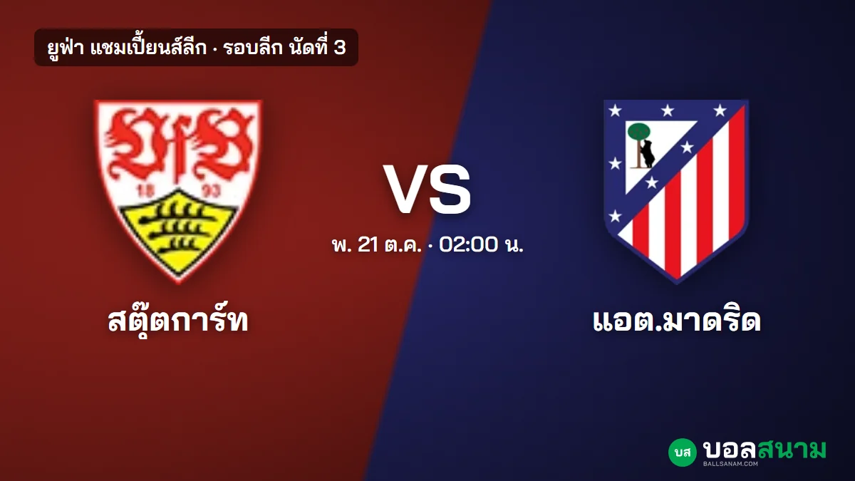 ภาพประกอบ: สตุ๊ตการ์ท พบ แอตเลติโก มาดริด แชมเปี้ยนส์ลีก เตะกี่โมง ฟอร์มยุโรปสวนทางลีก