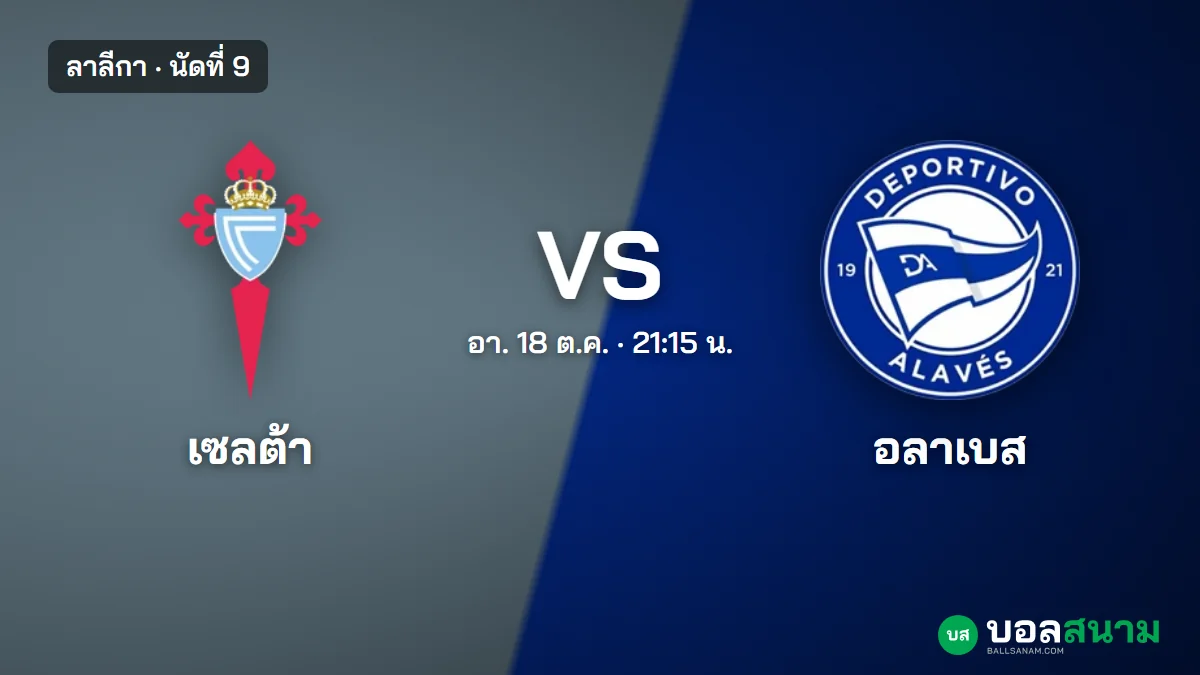 ภาพประกอบ: เซลต้า พบ อลาเบส ลาลีกา นัดที่ 9 เตะกี่โมง ฟอร์มและตารางล่าสุด