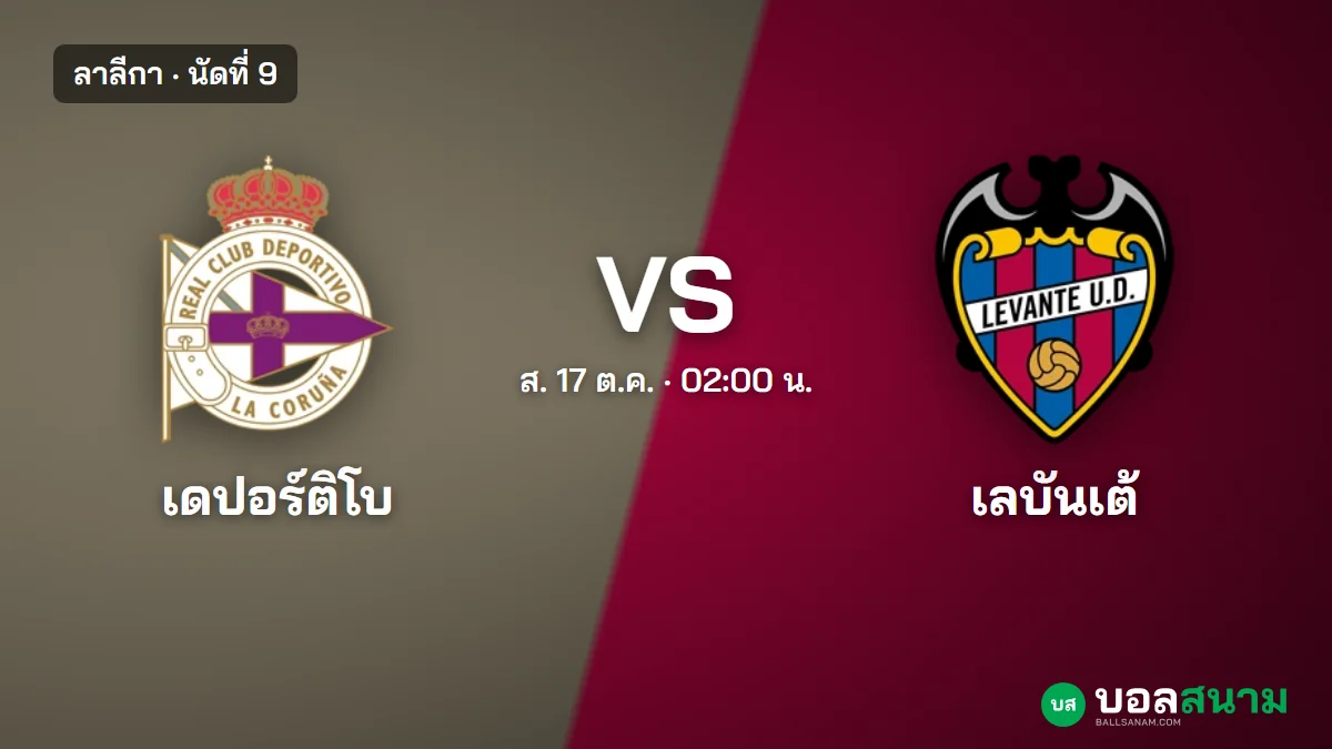 ภาพประกอบ: เดปอร์ติโบ พบ เลบันเต้ ลาลีกา เตะกี่โมง ฟอร์ม ตาราง สถิติ