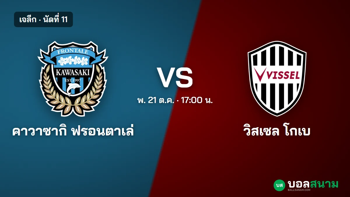 ภาพประกอบ: คาวาซากิ พบ วิสเซล โกเบ เจลีก เตะกี่โมง ฟอร์มและตาราง