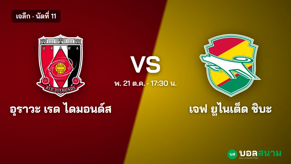 ภาพประกอบ: อุราวะ พบ เจฟ ชิบะ เจลีก เตะกี่โมง ฟอร์มและตาราง