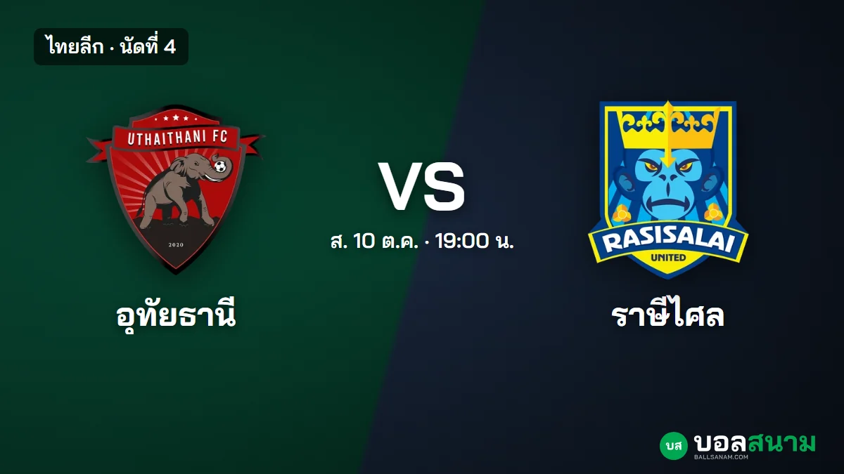 ภาพประกอบ: อุทัยธานี พบ ราษีไศล ไทยลีก เตะกี่โมง ฟอร์มและตารางล่าสุด