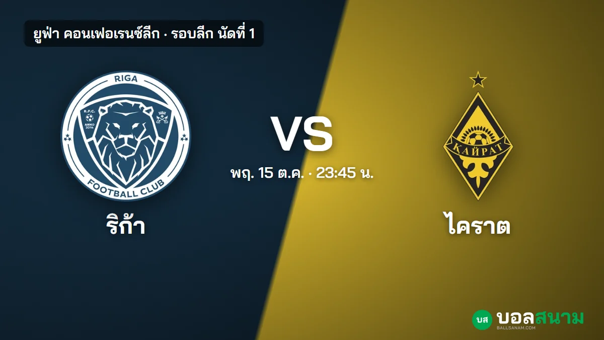 ภาพประกอบ: ริก้า พบ ไคราต อัลมาตี คอนเฟอเรนซ์ลีก เตะกี่โมง แนวโน้มตัวจริง