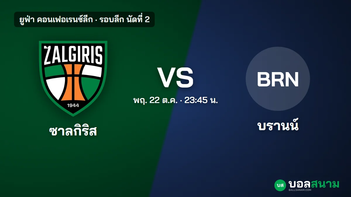 ภาพประกอบ: เคาโน ซาลกิริส พบ บรานน์ คอนเฟอเรนซ์ลีก เตะกี่โมง แนวโน้มตัวจริง