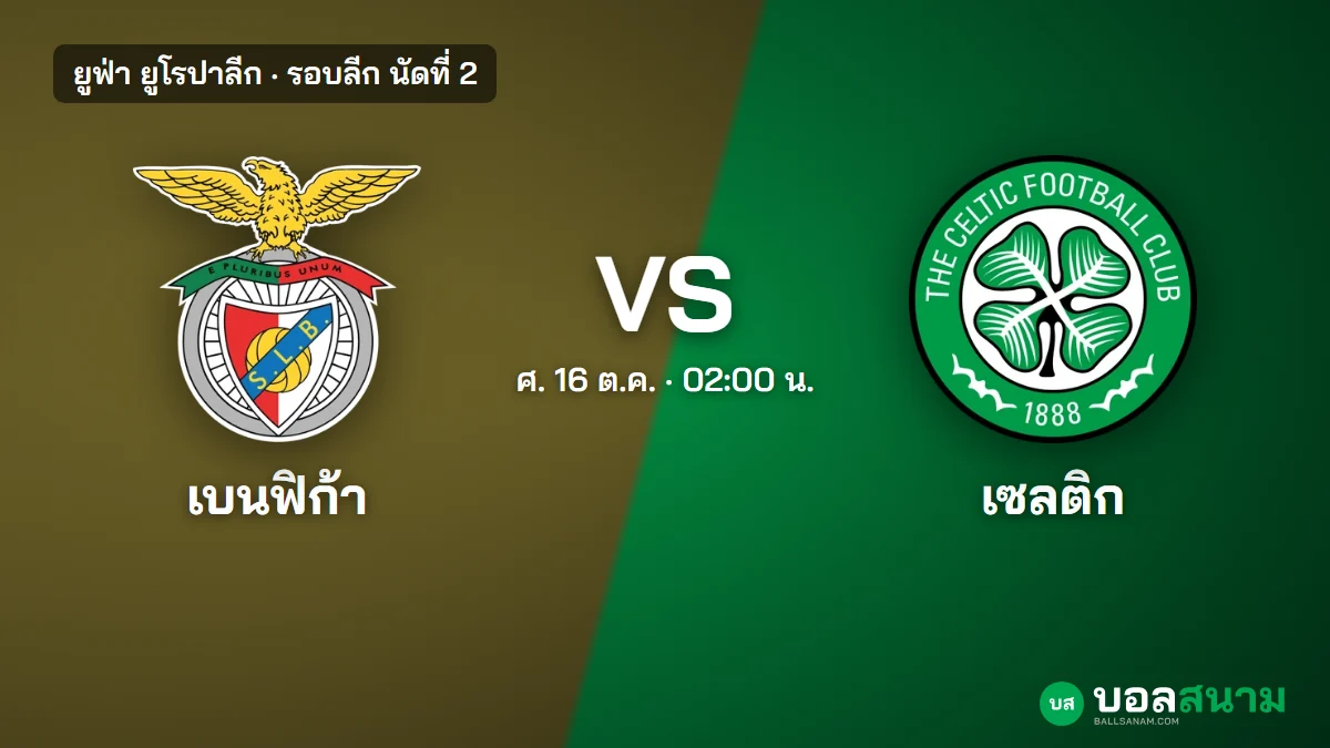 ภาพประกอบ: เบนฟิก้า พบ เซลติก ยูโรปาลีก เตะกี่โมง ฟอร์มล่าสุด
