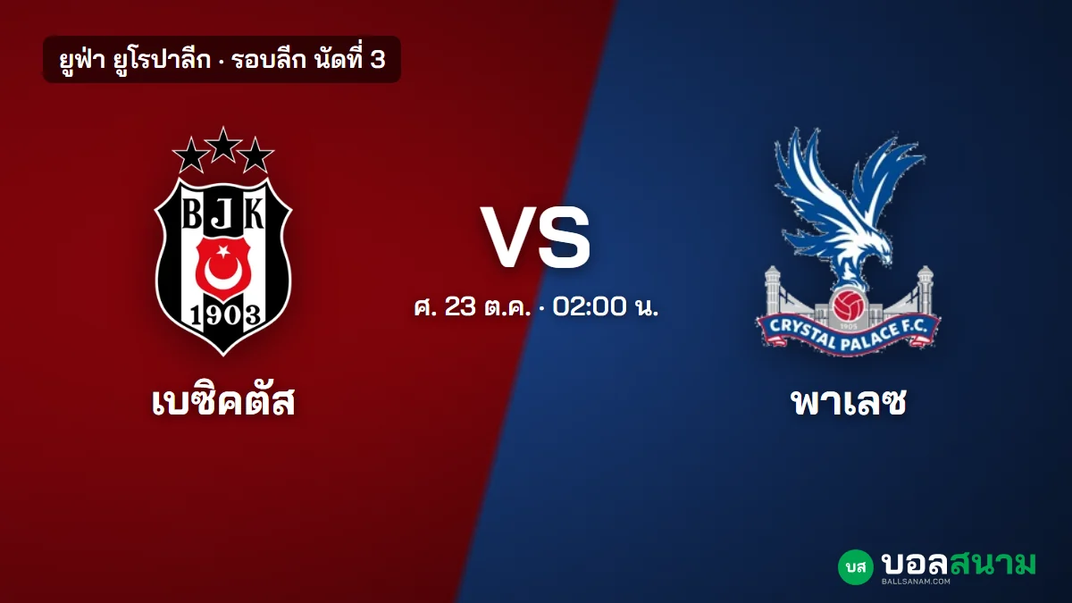 ภาพประกอบ: เบซิคตัส พบ คริสตัล พาเลซ ยูโรปาลีก เตะกี่โมง ฟอร์ม และแนวโน้มตัวจริง