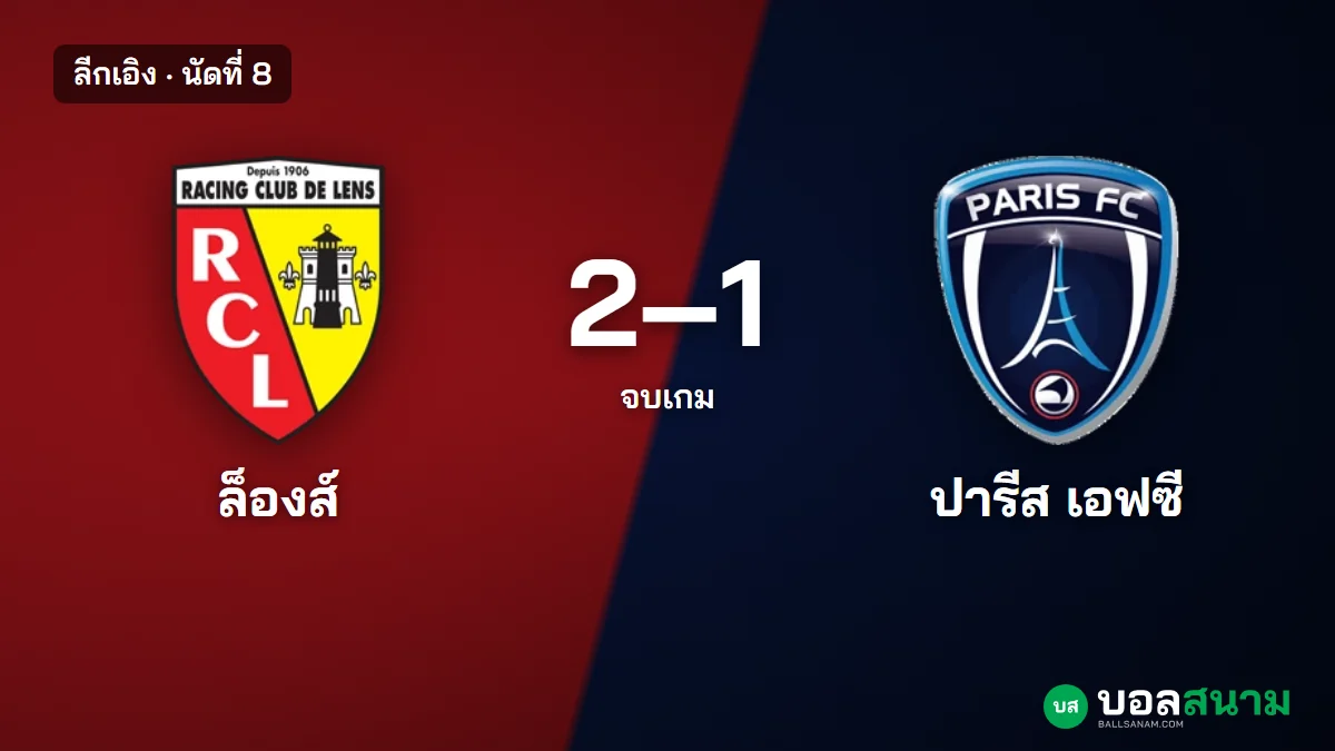 ภาพประกอบ: ล็องส์ 2-1 ปารีส เอฟซี ผลบอลลีกเอิง นัดที่ 8 ล็องส์แซงกลับ ชนะลีก 3 นัดติด