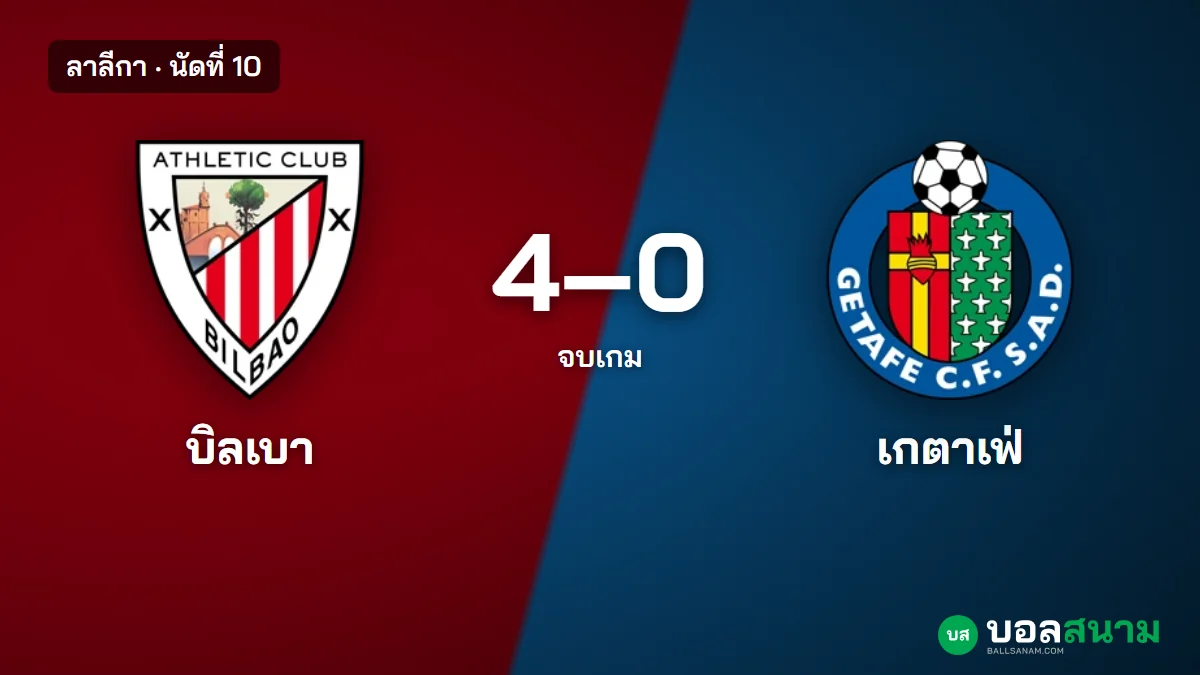 ภาพประกอบ: บิลเบา ถล่ม เกตาเฟ่ 4-0 ลาลีกา นัดที่ 10 เบเรงเกร์ 1 ประตู 3 แอสซิสต์