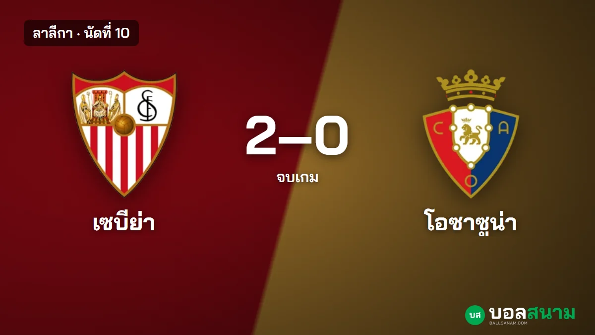 ภาพประกอบ: เซบีย่า 2-0 โอซาซูน่า คลีนชีตจบ 3 นัดไม่ชนะ ลาลีกา นัดที่ 10