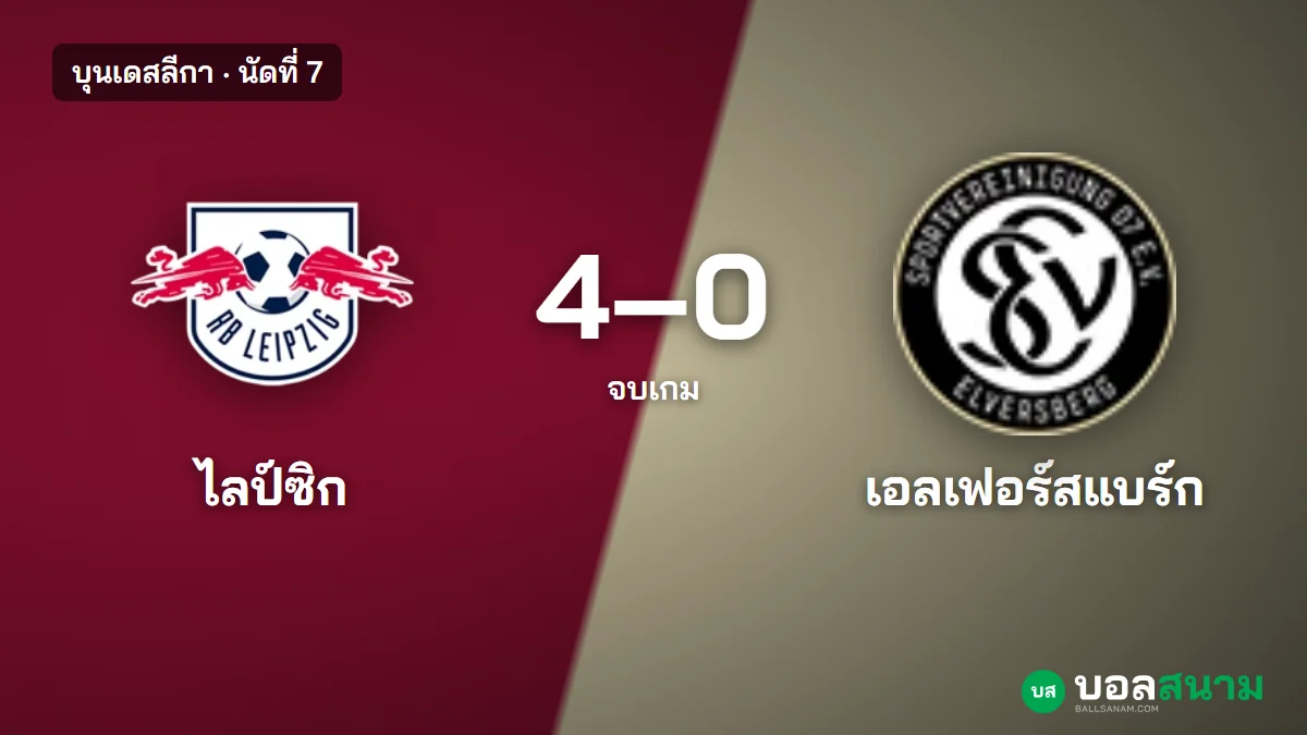 ภาพประกอบ: ไลป์ซิก 4-0 เอลเฟอร์สแบร์ก ผลบอลบุนเดสลีกา นัดที่ 7 โรมูโล่ยิง 2 ประตู