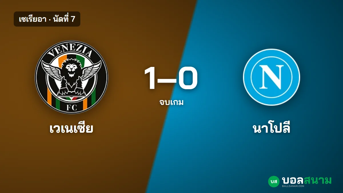 ภาพประกอบ: เวเนเซีย 1-0 นาโปลี ผลบอลเซเรียอา อดัมส์ยิงชัย ได้แต้มแรกของฤดูกาล