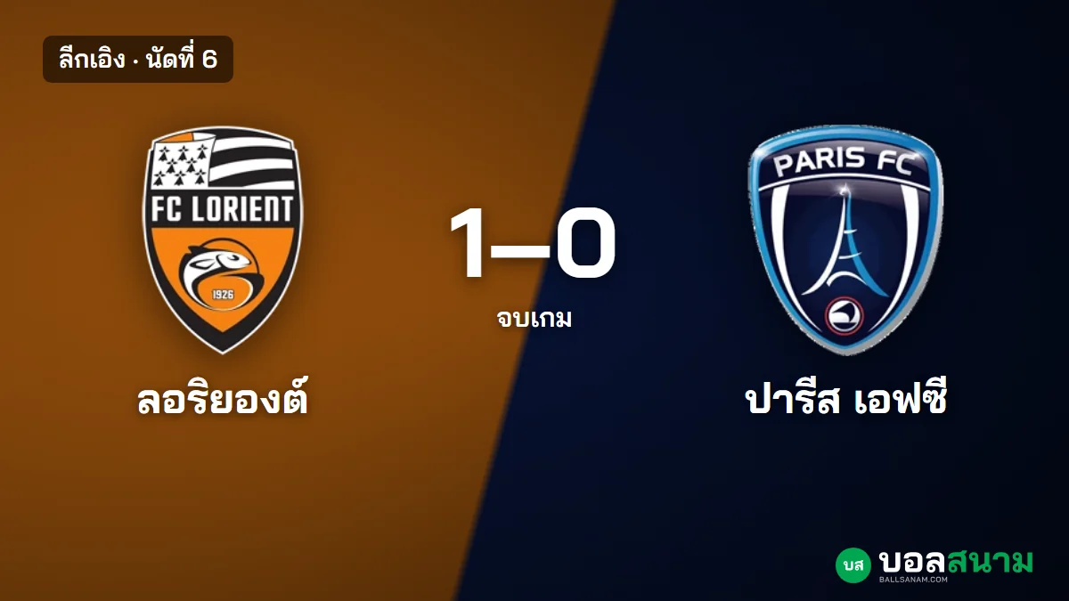 ภาพประกอบ: ลอริยองต์ 1-0 ปารีส เอฟซี ลีกเอิง นัดที่ 6 ปารีส เอฟซี แพ้นัดแรก