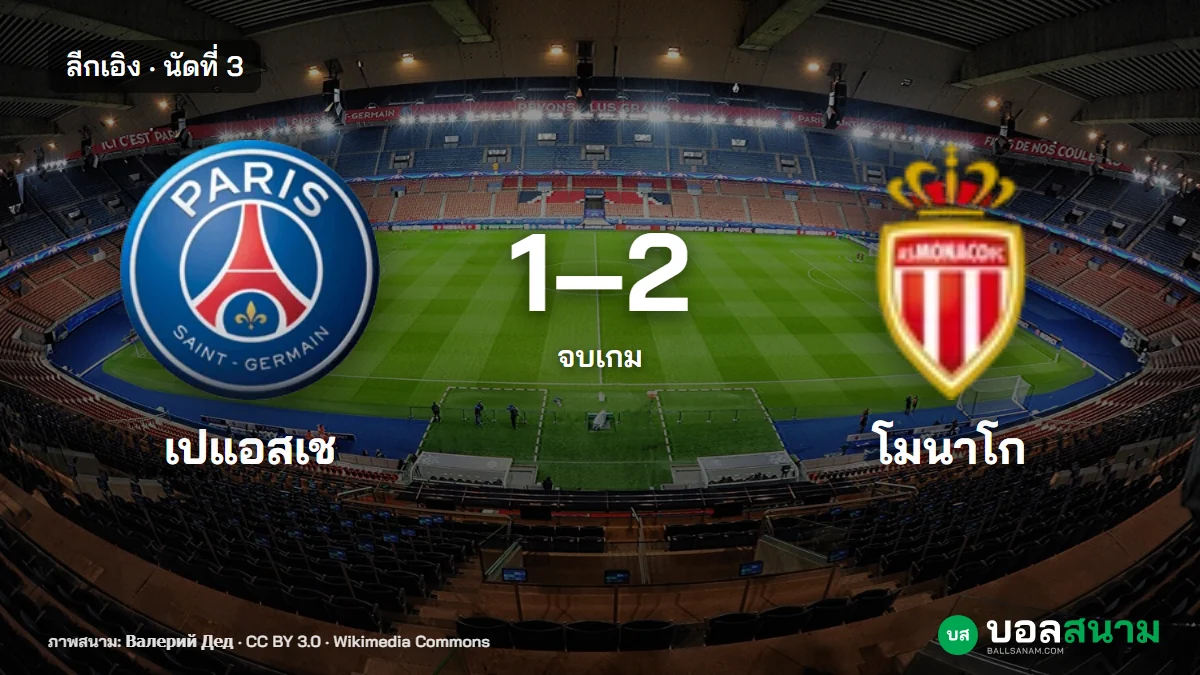 ภาพประกอบ: เปแอสเช 1-2 โมนาโก ผลบอลลีกเอิง นัดที่ 3 และผลต่อตาราง