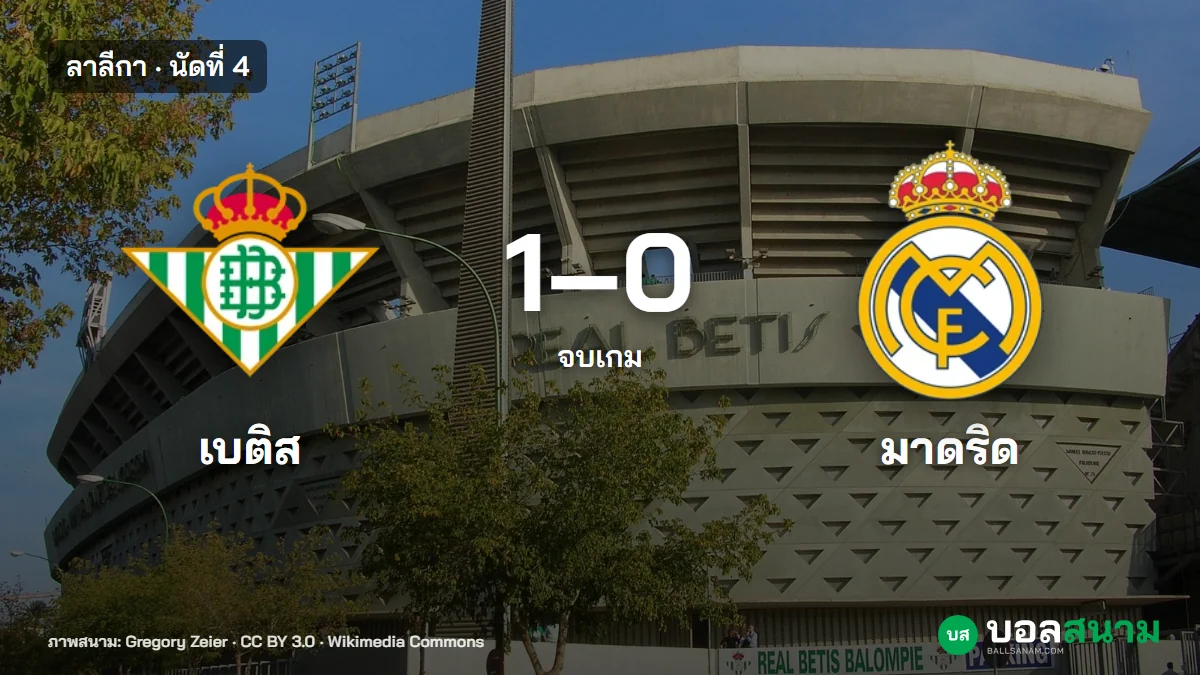 ภาพประกอบ: เบติส 1-0 เรอัล มาดริด ผลบอลลาลีกา นัดที่ 4 และผลต่อตาราง