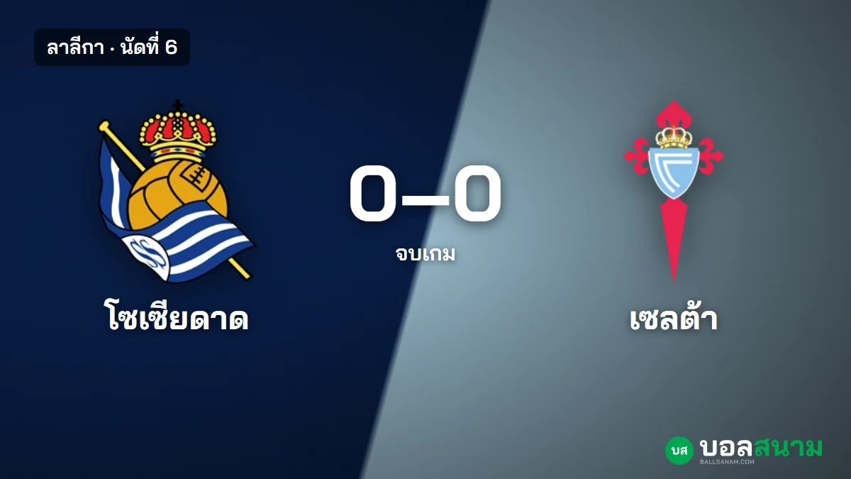 ภาพประกอบ: เรอัล โซเซียดาด 0-0 เซลตา บีโก ผลบอลลาลีกา นัดที่ 6
