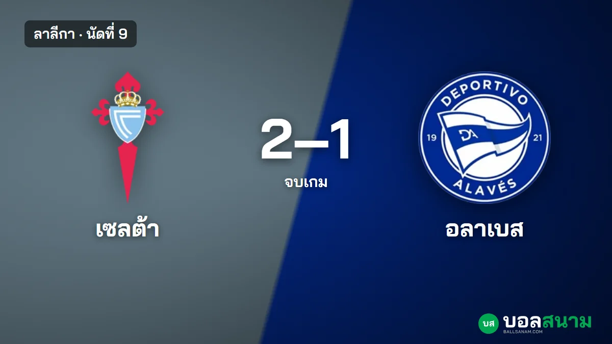 ภาพประกอบ: เซลต้า บีโก้ 2-1 อลาเบส ผลบอลลาลีกา เซลต้ากลับมาชนะ อลาเบส 5 นัดไม่ชนะ