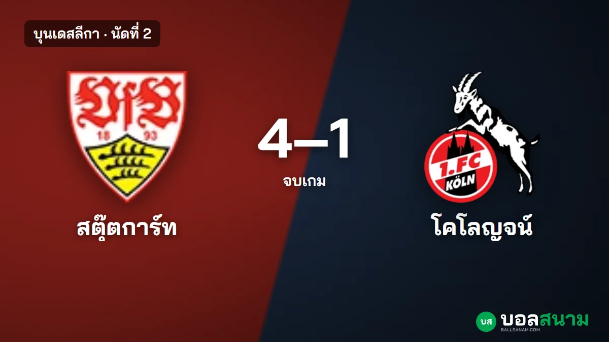 ภาพประกอบ: สตุ๊ตการ์ท 4-1 โคโลญจน์ ผลบอลบุนเดสลีกา นัดที่ 2