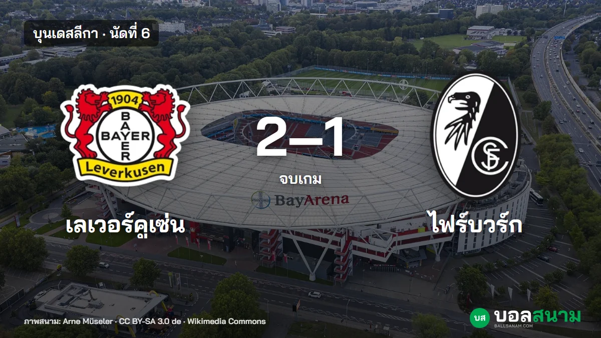 ภาพประกอบ: เลเวอร์คูเซ่น 2-1 ไฟร์บวร์ก บุนเดสลีกา นัดที่ 6 จ่าฝูงแพ้นัดแรก สถิติและตาราง