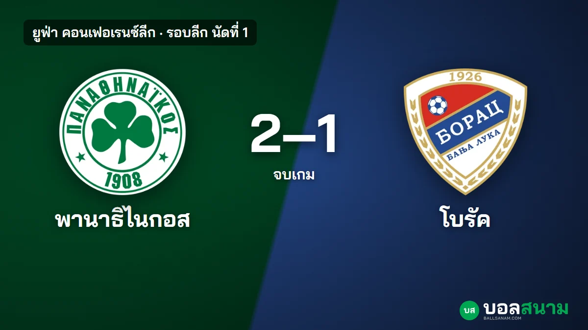 ภาพประกอบ: พานาธิไนกอส 2-1 โบรัค บานยา ลูก้า ผลบอลคอนเฟอเรนซ์ลีก เดสเซิร์สยิงจุดโทษ
