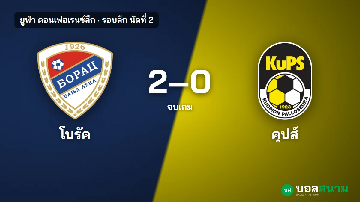 ภาพประกอบ: โบรัค บานยา ลูก้า 2-0 คุปส์ ผลบอลคอนเฟอเรนซ์ลีก โบรัคได้ชัยนัดแรก