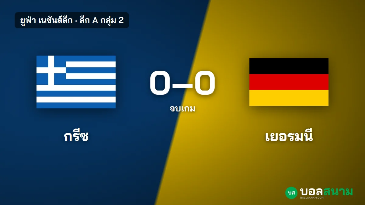 ภาพประกอบ: กรีซ 0-0 เยอรมนี ผลบอลเนชันส์ลีก กรีซยังไม่แพ้ 4 นัด