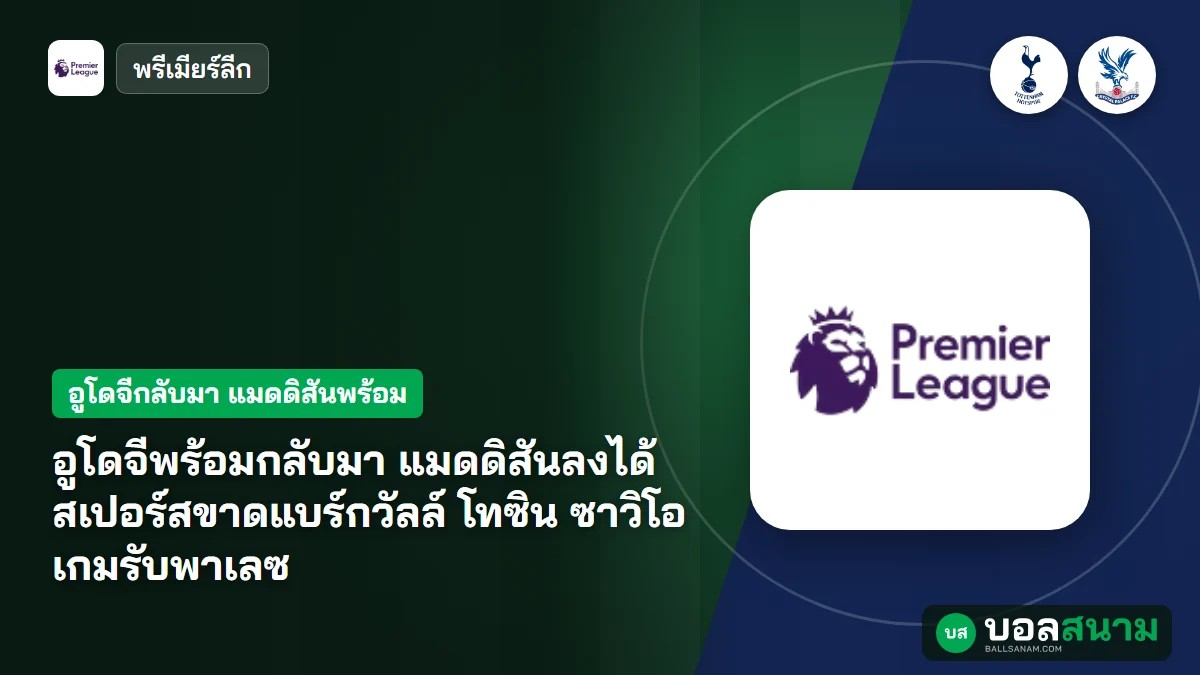 ภาพประกอบ: อูโดจีพร้อมกลับมา แมดดิสันลงได้ สเปอร์สขาดแบร์กวัลล์ โทซิน ซาวิโอ เกมรับพาเลซ